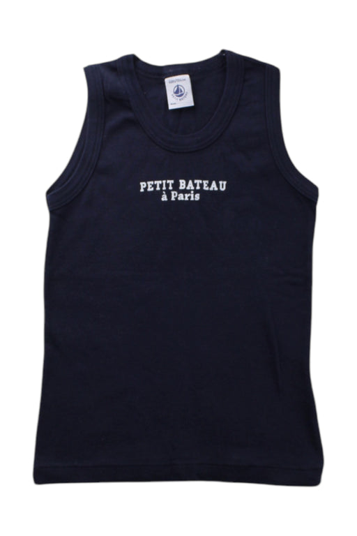 A Navy Sleeveless T Shirts from Petit Bateau in size 4T for boy. (Front View)