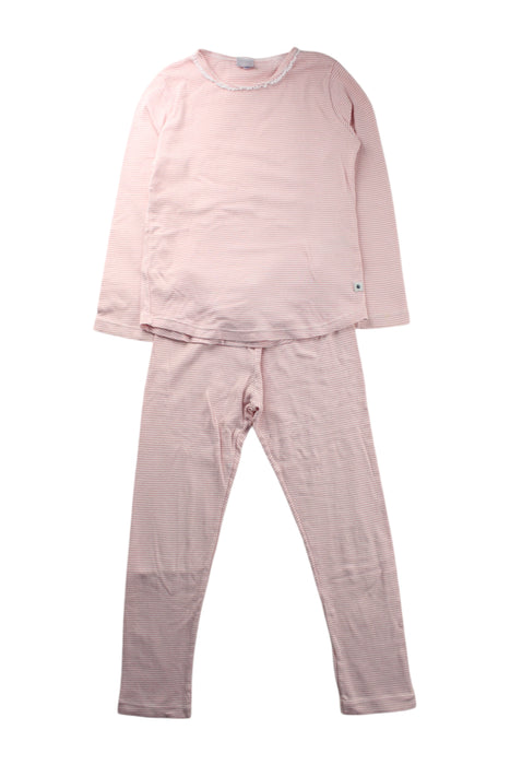 A Pink Pyjama Sets from Petit Bateau in size 6T for girl. (Front View)