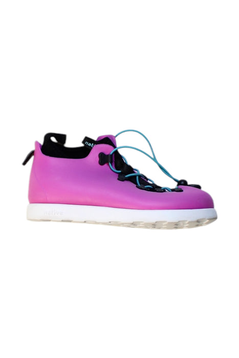 A Pink Sneakers from Native Shoes in size 7Y for girl. (Front View)