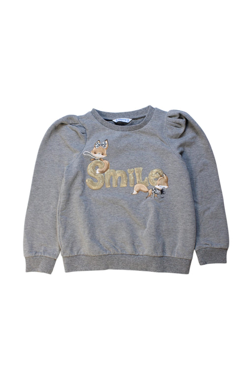 A Grey Crewneck Sweatshirts from Mayoral in size 6T for girl. (Front View)