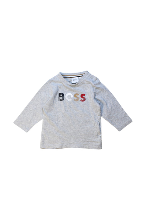 A Grey Long Sleeve T Shirts from Boss in size 6-12M for boy. (Front View)