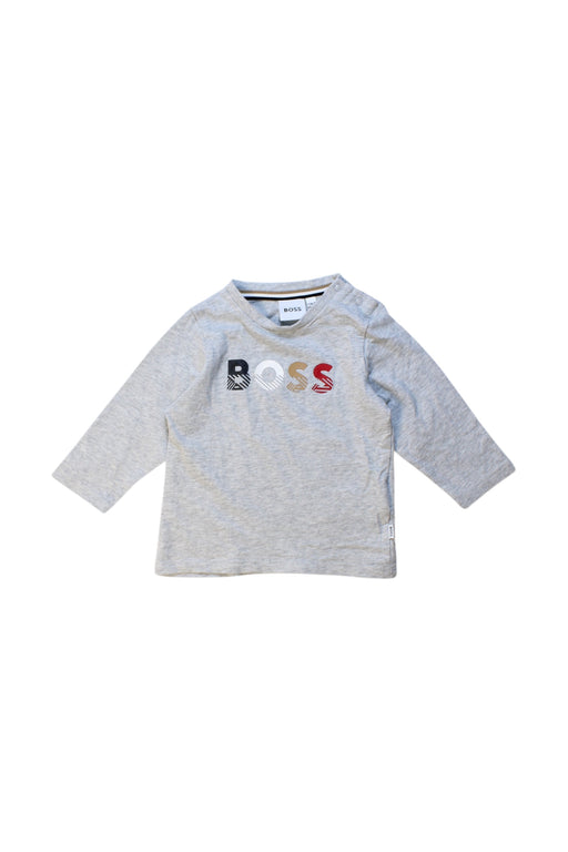 A Grey Long Sleeve T Shirts from Boss in size 6-12M for boy. (Front View)