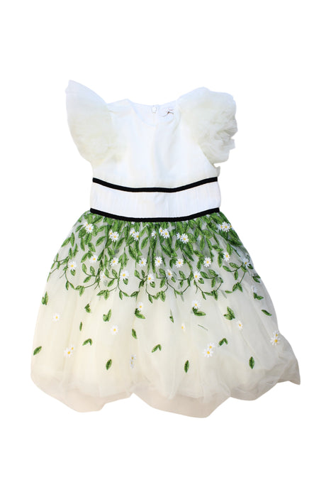 A Multicolour Sleeveless Dresses from Monnalisa in size 6T for girl. (Front View)