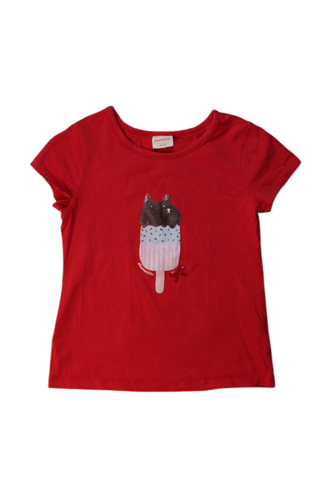 A Red Short Sleeve T Shirts from Momonittu in size 6T for girl. (Front View)