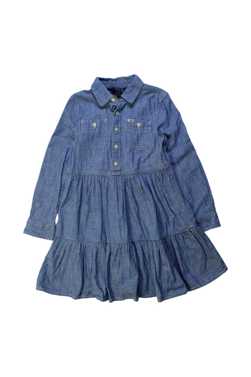 A Blue Long Sleeve Dresses from Polo Ralph Lauren in size 5T for girl. (Front View)
