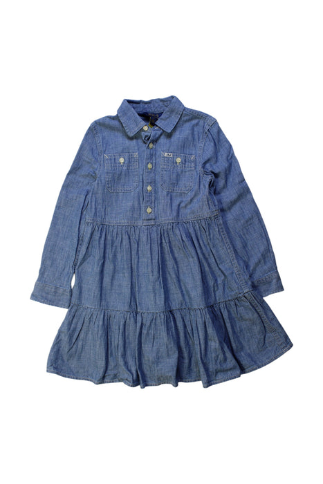 A Blue Long Sleeve Dresses from Polo Ralph Lauren in size 5T for girl. (Front View)