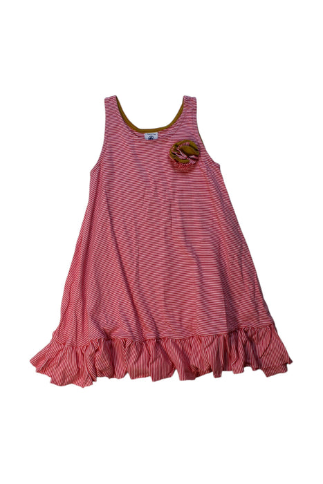 A Red Sleeveless Dresses from Petit Bateau in size 5T for girl. (Front View)