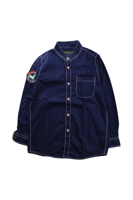 A Navy Long Sleeve Shirts from Shanghai Tang in size 6T for boy. (Front View)
