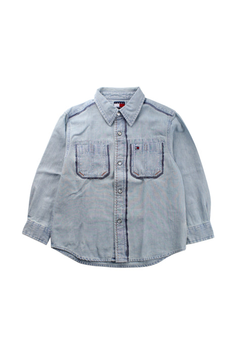 A Blue Long Sleeve Shirts from Tommy Hilfiger in size 4T for boy. (Front View)