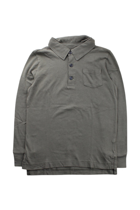 A Green Long Sleeve Polos from Crewcuts in size 4T for neutral. (Front View)