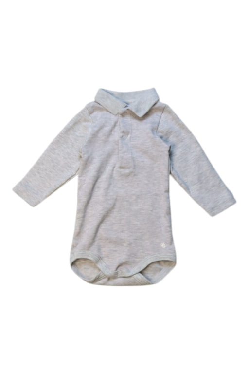 A Grey Long Sleeve Bodysuits from Petit Bateau in size 0-3M for boy. (Front View)