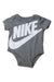 A Grey Short Sleeve Bodysuits from Nike in size 0-3M for boy. (Front View)