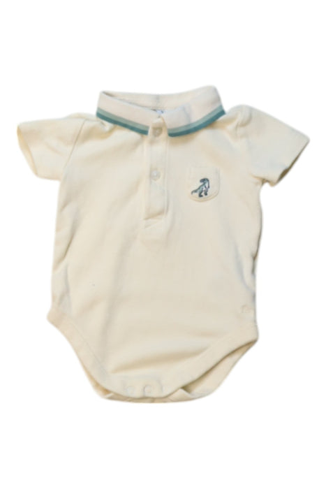 A Ivory Short Sleeve Bodysuits from Janie & Jack in size 0-3M for boy. (Front View)
