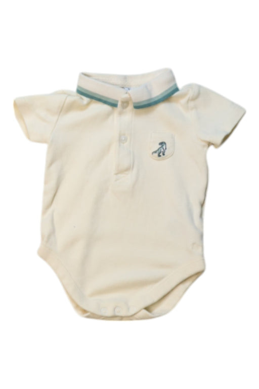 A Ivory Short Sleeve Bodysuits from Janie & Jack in size 0-3M for boy. (Front View)