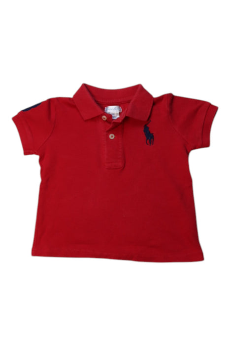 A Red Short Sleeve Polos from Ralph Lauren in size 6-12M for boy. (Front View)