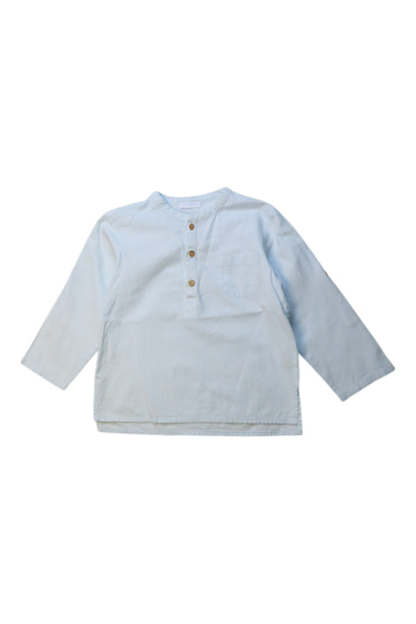 A Blue Long Sleeve Shirts from Laranjinha in size 3T for boy. (Front View)