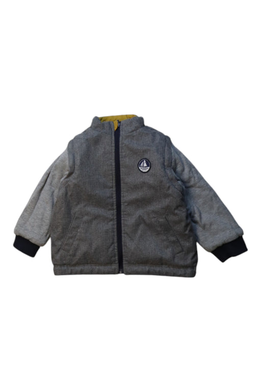 A Grey Lightweight Jackets from Petit Bateau in size 2T for boy. (Front View)