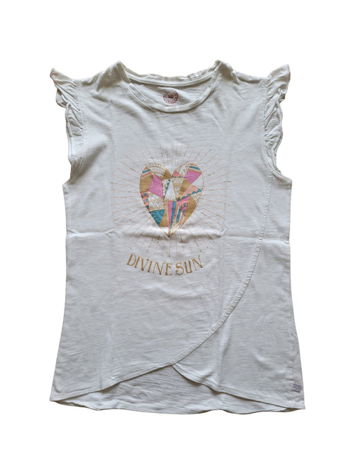 A White Sleeveless Shirts from La Compagnie des Petits in size 12Y for girl. (Front View)