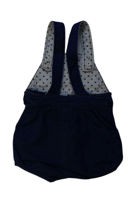 A Navy Overall Shorts from Petit Bateau in size 6-12M for girl. (Back View)