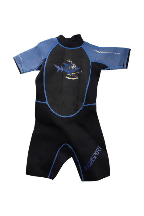 A Black Wetsuits from Aquasport in size 6T for neutral. (Front View)
