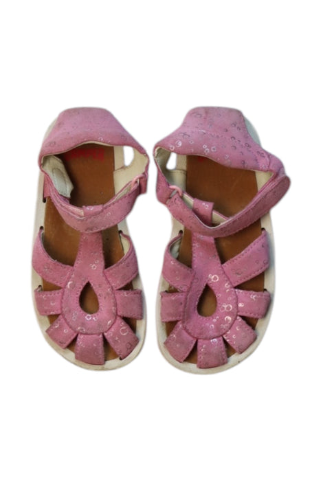 A Pink Sandals from Camper in size 4T for girl. (Back View)