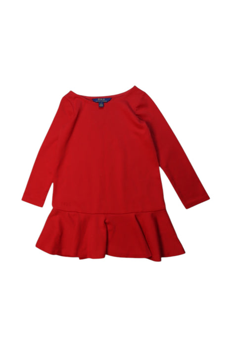 A Red Long Sleeve Dresses from Polo Ralph Lauren in size 4T for girl. (Front View)