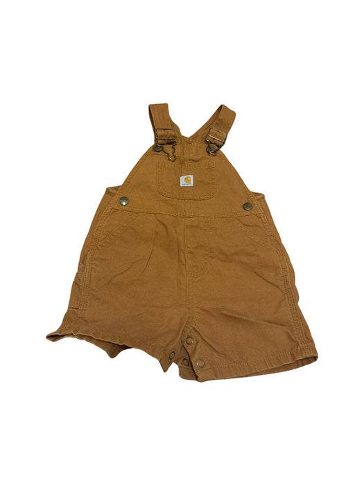 A Brown Overall Shorts from Carhartt in size 6-12M for neutral. (Front View)