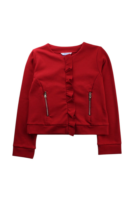 A Red Blazers from Mayoral in size 6T for girl. (Front View)