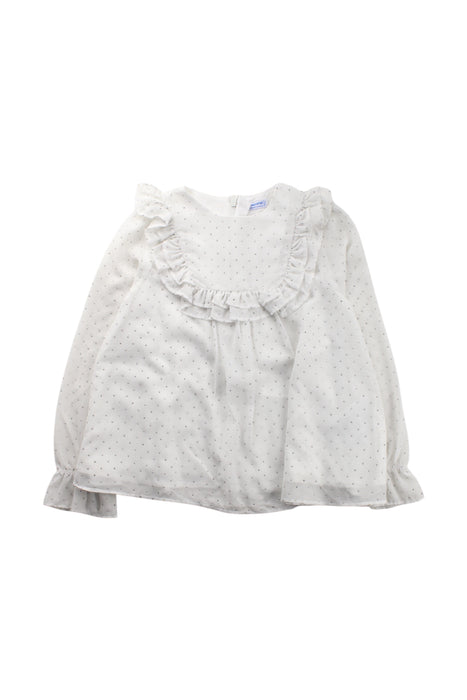 A White Long Sleeve Tops from Mayoral in size 6T for girl. (Front View)