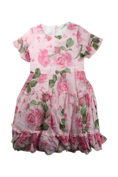 A Pink Short Sleeve Dresses from Monnalisa in size 7Y for girl. (Front View)