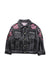 A Black Lightweight Jackets from Monnalisa in size 6T for girl. (Front View)