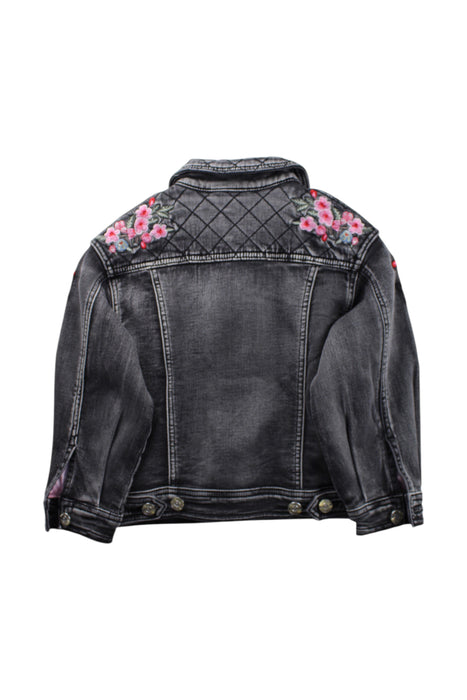 A Black Lightweight Jackets from Monnalisa in size 6T for girl. (Back View)