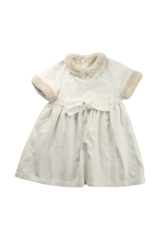 A Ivory Short Sleeve Dresses from Il Gufo in size 2T for girl. (Front View)