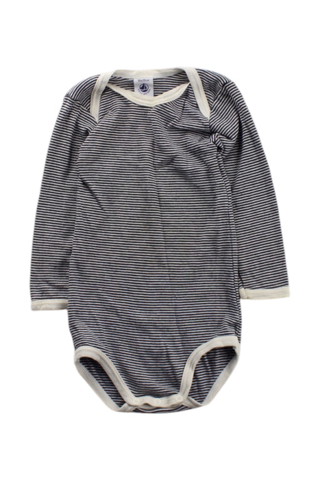 A Navy Long Sleeve Bodysuits from Petit Bateau in size 12-18M for neutral. (Front View)