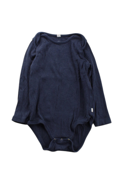 A Navy Long Sleeve Bodysuits from Mori in size 12-18M for neutral. (Front View)