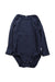 A Navy Long Sleeve Bodysuits from Mori in size 12-18M for neutral. (Front View)