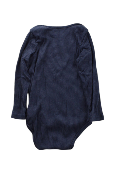 A Navy Long Sleeve Bodysuits from Mori in size 12-18M for neutral. (Back View)