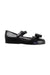 A Black Flats from Mini Melissa in size 6T for girl. (Front View)