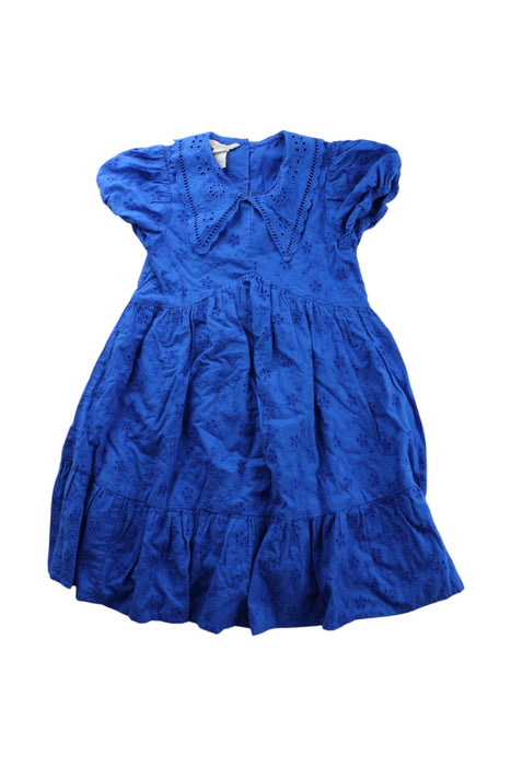 A Blue Short Sleeve Dresses from Monsoon in size 6T for girl. (Front View)