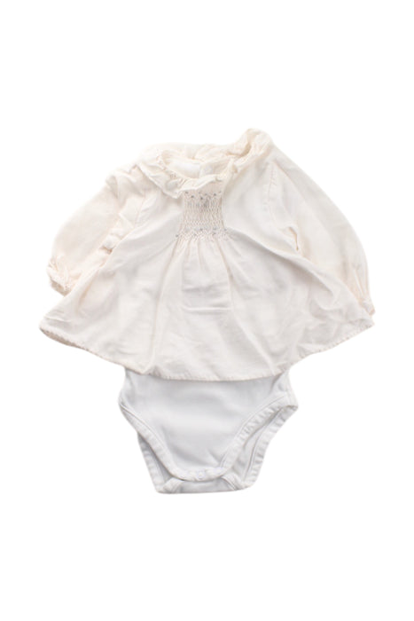 A White Long Sleeve Bodysuits from Jacadi in size 0-3M for neutral. (Front View)
