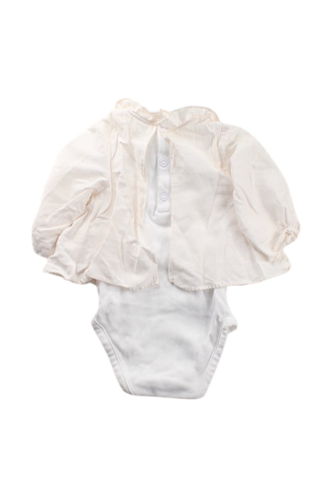 A White Long Sleeve Bodysuits from Jacadi in size 0-3M for neutral. (Back View)