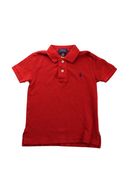 A Red Short Sleeve Polos from Polo Ralph Lauren in size 4T for boy. (Front View)