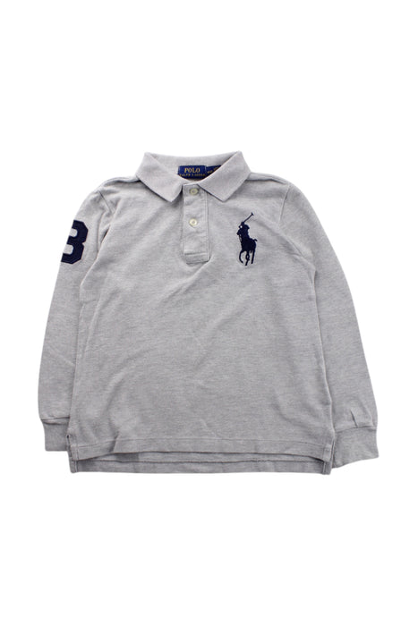 A Grey Long Sleeve Polos from Polo Ralph Lauren in size 4T for boy. (Front View)