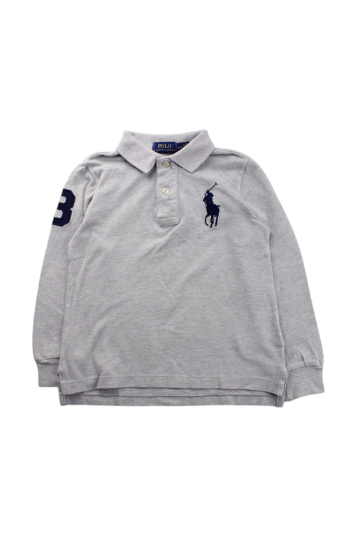 A Grey Long Sleeve Polos from Polo Ralph Lauren in size 4T for boy. (Front View)