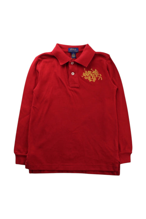 A Red Long Sleeve Polos from Polo Ralph Lauren in size 5T for boy. (Front View)