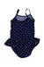 A Navy Swimsuits from Jojo Maman Bébé in size 3-6M for girl. (Back View)
