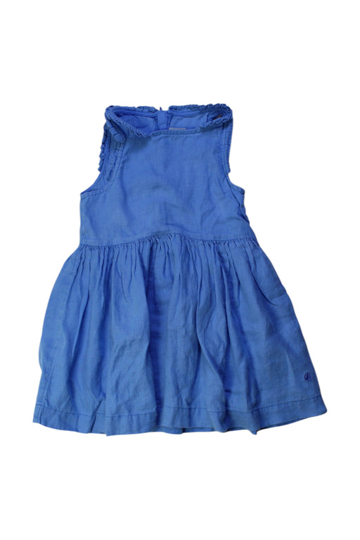 A Blue Sleeveless Dresses from Petit Bateau in size 3T for girl. (Front View)