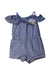 A Blue Sleeveless Rompers from Janie & Jack in size 12-18M for girl. (Front View)