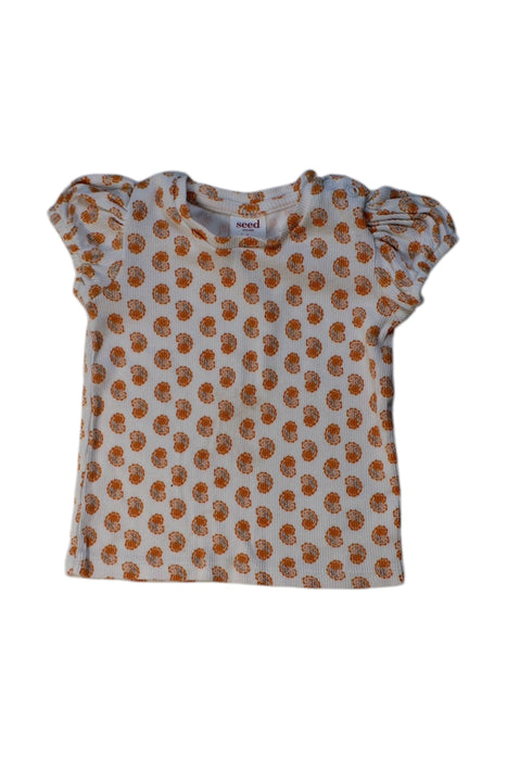 A White Short Sleeve Tops from Seed in size 6-12M for girl. (Front View)
