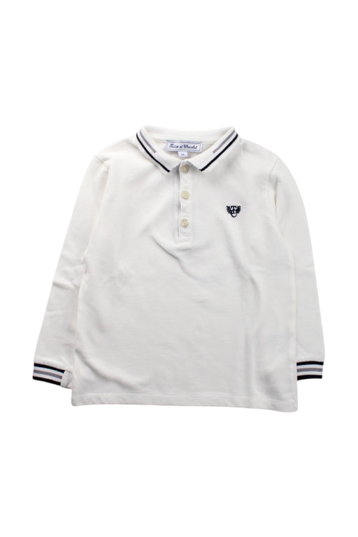 A White Long Sleeve Polos from Tartine et Chocolat in size 5T for boy. (Front View)